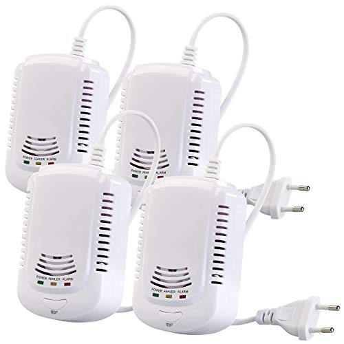 VisorTech Gas-Warnmelder: 4er-Set Multi-Gasmelder für haushaltsübliche Gase, mit 3 LEDs, 85 dB (Detector, Gaswarner, Auto Heizung) von VisorTech