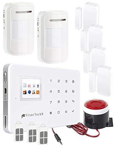 VisorTech Alarmanlage 12V: GSM-Alarmanlage mit Funk-/Handy-Anbindung, 11-teiliges Starter-Set (Alarmanlage Fenstersensor, Alarmanlage mit Anruffunktion, Überwachungskameras) von VisorTech