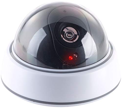VisorTech Kamera Attrappen: Dome-Überwachungskamera-Attrappe mit durchsichtiger Kuppel und LED (Kamera Fake, Überwachungskamera Dummy-Attrappen, Alarmanlage) von VisorTech