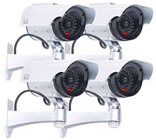 VisorTech Überwachungs-Attrappe: 4er-Set Überwachungskamera-Attrappen mit Signal-LED (Atrappen Kameras, Security Cam Dummy, Alarmanlage) von VisorTech