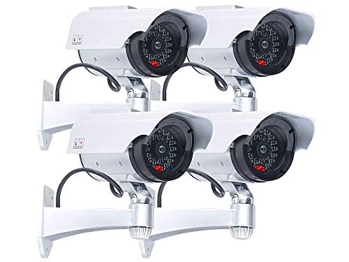 VisorTech Video-Kamera-Attrappen: 4er-Set Überwachungskamera-Attrappen mit Signal-LED (Attrappen Überwachungskameras, Dummy-Camera, Alarmanlage) von VisorTech