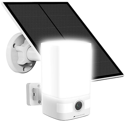 VisorTech WiFi Solar-Kamera: Solar-2K-Überwachungskamera, LED-Licht, Alarm, 14,4-Ah-Akku, WLAN, App (Akku-Solar-Überwachungskameras, Überwachungskameras Solar & Licht) von VisorTech