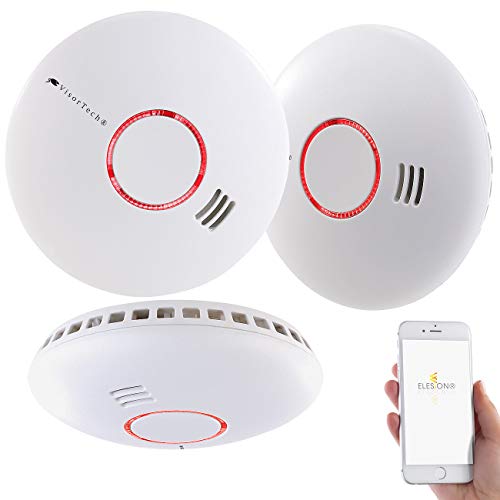 VisorTech Rauchmelder Elesion: 3er-Set WLAN-Rauch- & Hitzemelder mit weltweiter App-Benachrichtigung (Smart Home Rauchmelder, auf Handy, Alarmanlage) von VisorTech