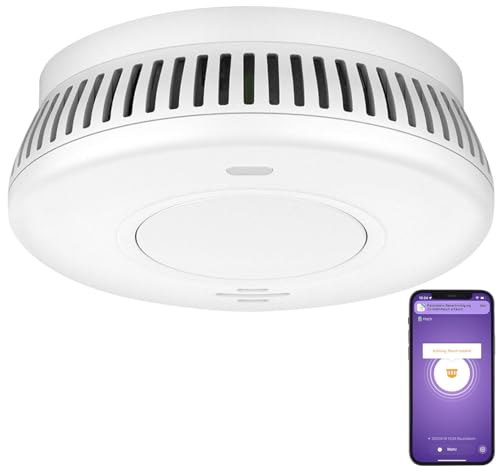 VisorTech WLAN Rauchmelder: WLAN-Rauchwarnmelder mit integrierter 10-Jahres-Batterie, 85 dB, App (Rauchmelder.Set, Feuermelder 10 Jahre Batterie, Tablet Halterung) von VisorTech