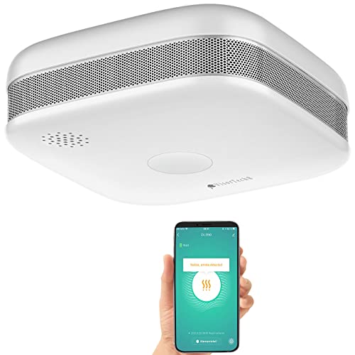 VisorTech Elesion Rauchmelder: Kompakter WLAN-Design-Rauchmelder mit weltweiter App, weiß (Mini Rauchmelder, Smart WLAN, Tablet Halterung) von VisorTech