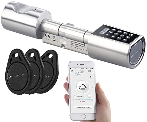 VisorTech Türschloss: Elektronischer Tür-Schließzylinder, Transponder, Code, Bluetooth & App (Elektronisches Türschloss, Elektronisches Türschloss mit Chip, Elektrischer Türöffner) von VisorTech