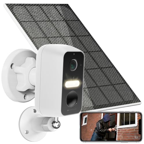 VisorTech WLAN Überwachungskamera: Akku-Outdoor-IP-Überwachungskamera mit Solarpanel, 2K-Auflösung (Überwachungskamera Solar WLAN, Überwachungskamera Bewegungsmelder, Überwachung) von VisorTech