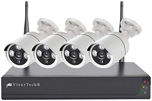 VisorTech Videoüberwachung: Funk-Überwachungssystem mit HDD-Rekorder & 4 Full-HD-IP-Kameras, App (Kamera Überwachungssystem, Funkkamera Set, Überwachungskamera Aufzeichnung) von VisorTech