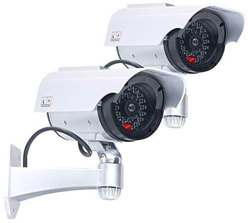 VisorTech Überwachungskamera Dummy: 2er-Set Überwachungskamera-Attrappen mit Signal-LED (Überwachungskamera Dummy-Attrappen, täuschend Echte Kamera-Attrappen, Überwachungskameras) von VisorTech