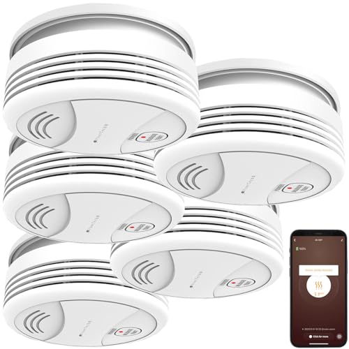 VisorTech Rauchmelder Smart: 5er-Set WLAN-Rauchwarnmelder, weltweite App-Benachrichtigung, 85 dB (Rauchmelder-Sensor, Sprachsteuerung, Tablet Halterung) von VisorTech