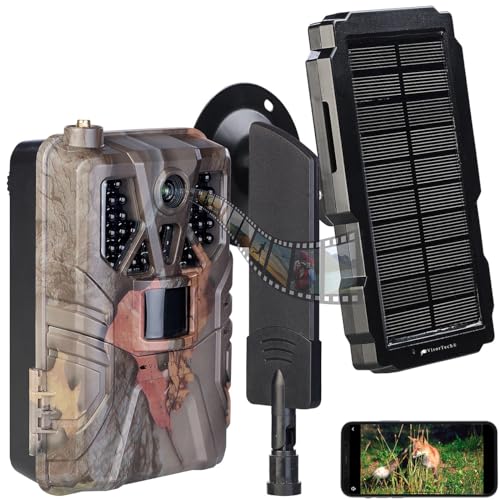 VisorTech Wildkamera Solar: 4G/LTE-Akku-Wildkamera mit 2K-Auflösung und Akku-Solarpanel, 5.000 mAh (Jagdkamera, 4G-Solar, Überwachungskamera Set) von VisorTech