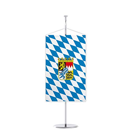 Vispronet® 15 x 25 cm Bayern Tischbanner Bundesländerfahnen Set ✓ Fahne & Chrom-Ständer ✓ Kordel-Rand von Vispronet