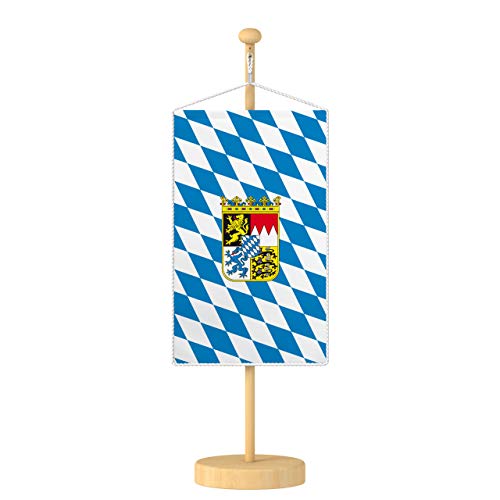 Vispronet® 15 x 25 cm Bayern Tischbanner Bundesländerfahnen Set ✓ Fahne & Ständer ✓ Kordel-Rand von Vispronet