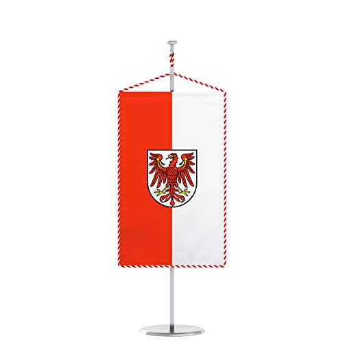Vispronet® 15 x 25 cm Brandenburg Tischbanner Bundesländerfahnen Set ✓ Fahne & Chrom-Ständer ✓ Kordel-Rand von Vispronet