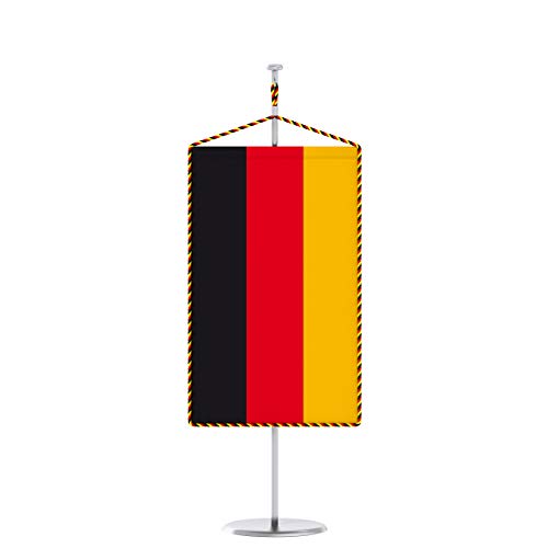 Vispronet® 15 x 25 cm Tischbanner Nationalfahne Set ✓ Fahne & Chrom-Ständer ✓ Kordel-Rand (Deutschland) von Vispronet