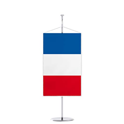 Vispronet® 15 x 25 cm Tischbanner Nationalfahne Set ✓ Fahne & Chrom-Ständer ✓ Kordel-Rand (Frankreich) von Vispronet