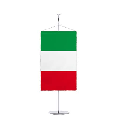 Vispronet® 15 x 25 cm Tischbanner Nationalfahne Set ✓ Fahne & Chrom-Ständer ✓ Kordel-Rand (Italien) von Vispronet