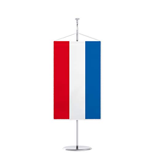 Vispronet® 15 x 25 cm Tischbanner Nationalfahne Set ✓ Fahne & Chrom-Ständer ✓ Kordel-Rand (Niederlande) von Vispronet