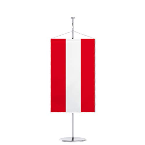 Vispronet® 15 x 25 cm Tischbanner Nationalfahne Set ✓ Fahne & Chrom-Ständer ✓ Kordel-Rand (Österreich) von Vispronet