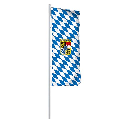 Vispronet® Bundesländerfahne 120x300 cm ✓ in Deutschland produziert ✓ versch. Materialien ✓ Hochformat (Multiflag®, Bayern -Raute mit Wappen) von Vispronet