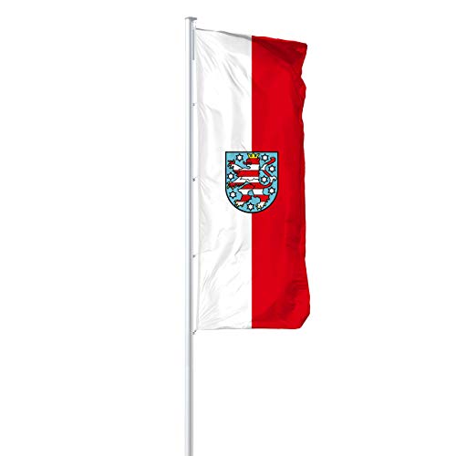 Vispronet® Bundesländerfahne 150x400 cm ✓ in Deutschland produziert ✓ versch. Materialien ✓ Hochformat (Multiflag®, Thüringen mit Wappen) von Vispronet