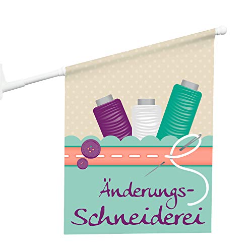 Vispronet® Eisfahne - Änderungsschneiderei ✓ 46 x 52 cm ✓ Vinylplane ✓ doppelseitig Bedruckt ✓ inkl. Wandhalterung von Vispronet