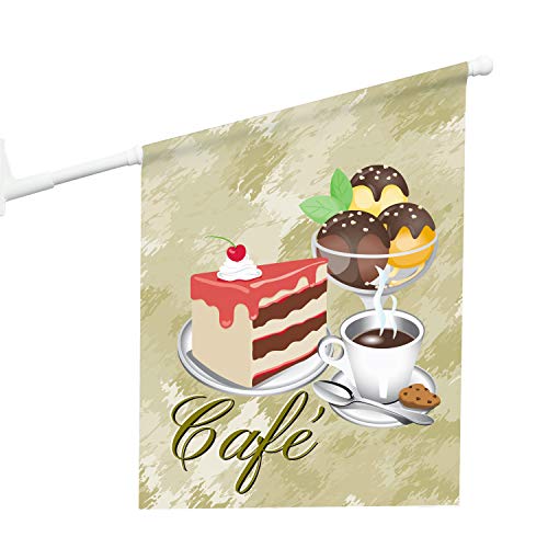 Vispronet® Eisfahne - Café, Konditor ✓ 46 x 52 cm ✓ Vinylplane ✓ doppelseitig Bedruckt ✓ inkl. Wandhalterung von Vispronet