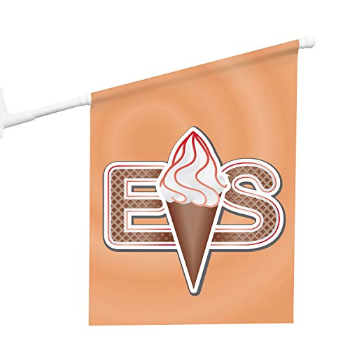 Vispronet® Eisfahne - Softeis ✓ 46 x 52 cm ✓ Vinylplane ✓ doppelseitig Bedruckt ✓ inkl. Wandhalterung von Vispronet