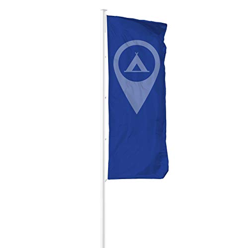 Vispronet® Hissfahne Zeltplatz, Campingplatz Blau ✓ in Deutschland produziert ✓ versch. Materialien & Größen ✓ Hochformat (Multiflag®, 120x300 cm) von Vispronet