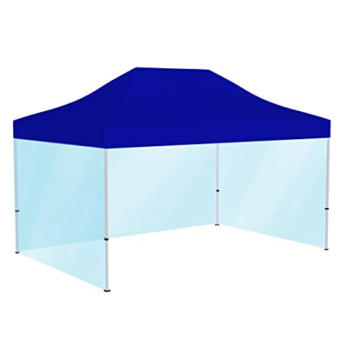 Vispronet® Profi Faltpavillon Basic 3x4,5 m (Lange Seite offen) ✓ Dachfarbe Blau ✓ 3 Vollwände Transparent ✓ stabiles Scherengittersystem ✓ weitere Farben & Größen verfügbar von Vispronet