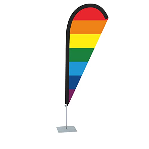 Vispronet Beachflag Regenbogen - versch. Bodenelemente - Höhe 2,04 m - Indoor- & Outdoor (mit Bodenplatte, Motiv 2) von Vispronet