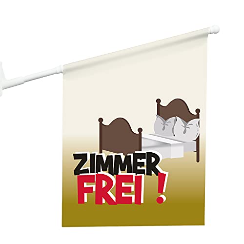 Vispronet Eisfahne Ferienwohnung, Zimmer frei - beidseitig bedruckt - mit Halterung - 46x52 cm Flaggenmaß von Vispronet