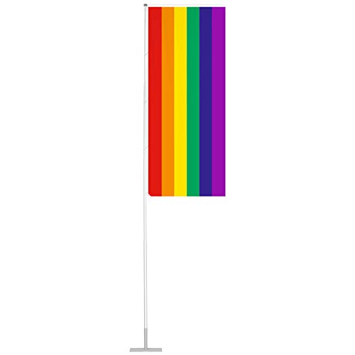 Vispronet Flagge Regenbogen - Hohlsaum und geöst - 120x300 cm - für mobilen Fahnenmast T-Pole 100 & 200 von Vispronet