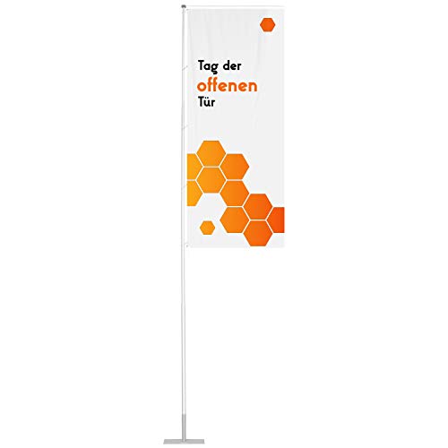 Vispronet Flagge Tag der offenen Tür - 120x300 cm - mit Hohlsaum und geöst - für mobilen Fahnenmast T-Pole 100 & 200 von Vispronet