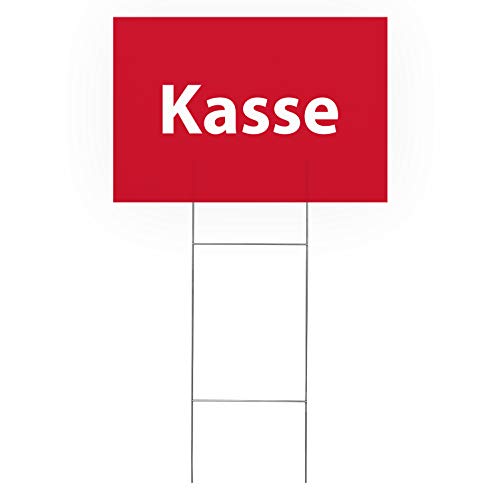 Vispronet Gartenschild Kasse ✓ 60x40 cm ✓ rechteckig ✓ Bedruckt ✓ Hinweisschild, Werbeschild ✓ Hohlkammerplatte ✓ inkl. Drahtständer von Vispronet