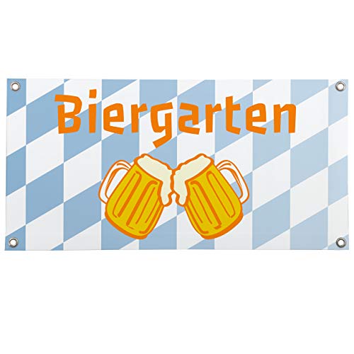 Vispronet PVC-Banner ✓ Biergarten, Bier-Fest ✓ versch. Größen ✓ mit Metallösen ✓ inkl. Spanngummis (100x200 cm, Biergarten 2) von Vispronet