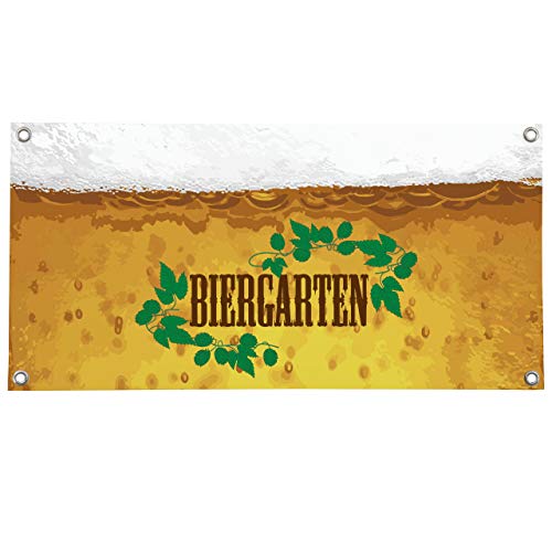 Vispronet PVC-Banner ✓ Biergarten, Bier-Fest ✓ versch. Größen ✓ mit Metallösen ✓ inkl. Spanngummis (100x200 cm, Biergarten 3) von Vispronet