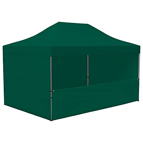 Vispronet Profi Faltpavillon/Faltzelt Basic 3x4,5 m, Grün, 4 Wände/Davon 1 Halbhohe Zeltwand, Stahl-Scherengitter, faltbar (weitere Farben & Größen) von Vispronet