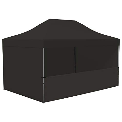 Vispronet Profi Faltpavillon/Faltzelt Basic 3x4,5 m, Schwarz, 4 Wände/Davon 1 Halbhohe Zeltwand, Stahl-Scherengitter, faltbar (weitere Farben & Größen) von Vispronet