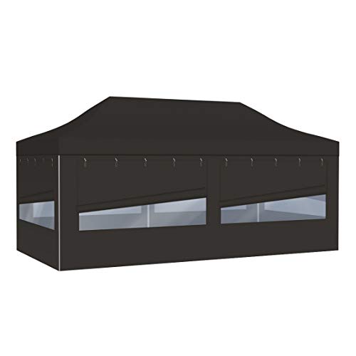 Vispronet Profi Faltpavillon Basic - 3x6 m in Schwarz - 4 Vollwände mit Panoramafenster - Scherengittersystem - Farbe & Größe wählbar von Vispronet