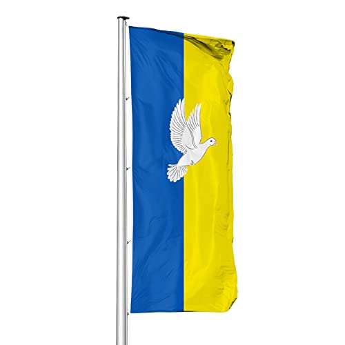 Vispronet Ukraine Flagge mit Friedenstaube, Fahne/Flagge im Hochformat, glänzendes Polyestergewirke, hissfertig (120 x 300 cm) von Vispronet