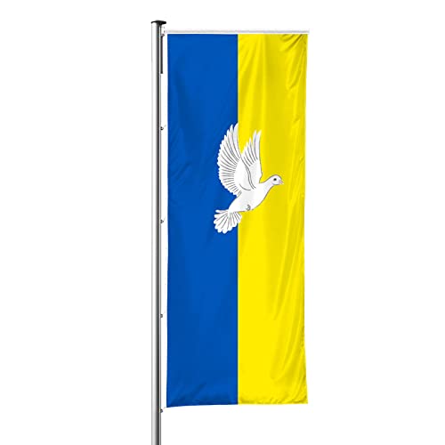 Vispronet Ukraine Flagge mit Friedenstaube, Fahne/Flagge im Hochformat für Ausleger, glänzendes Polyestergewirke, hissfertig (120 x 300 cm) von Vispronet