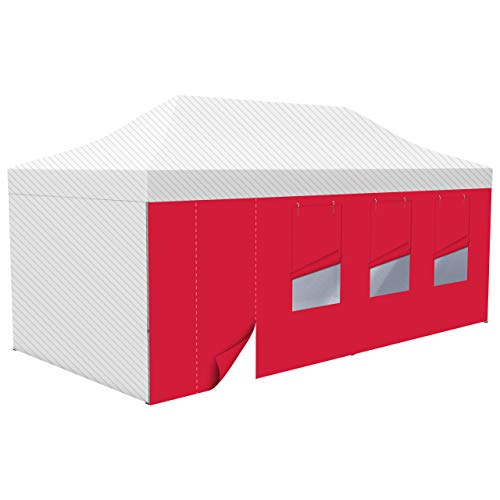 Vispronet Zeltwand mit Tür & Fenster für Faltzelt Basic, Select & Eco (3m x 6m, Rot) von Vispronet