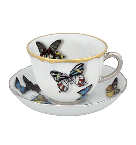 Vista Alegre Schmetterling Parade Kaffee Tasse und Untertasse Set von 2 von Christian Lacroix von Vista Alegre
