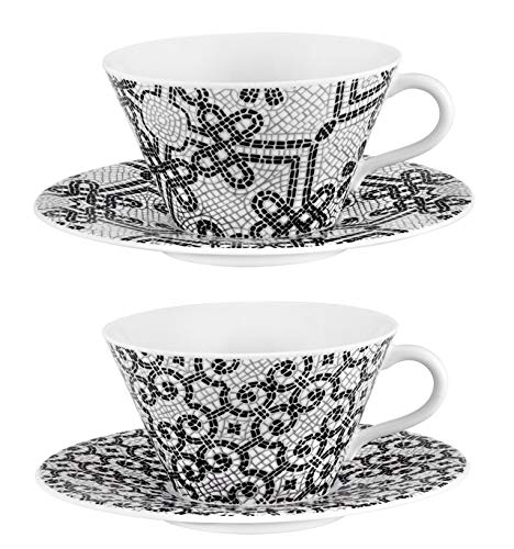 Vista Alegre Set 2 Tassen Tee mit Untertasse Calçada Portugiesisch I Porzellan, Modern, 227 g von Vista Alegre
