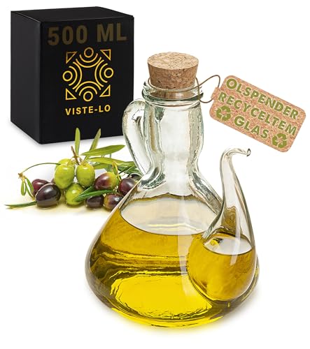 Ölspender glas olivenöl oil ölflasche dispenser traditionell mit recycled glas. Ölflasche mit ausgießer karaffe behälter buddy oil bottle. Essig und ölflaschen set öl behälter (500 ML) von Viste-lo