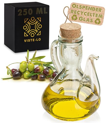 Olivenölflasche Ölflasche traditionelle Ölflaschen 1000 ml Glas Ölspender | Ölspender im rustikalen Stil | Mit handgefertigter Anti-Flecken-Basis | Ölflasche mit Ausgießer | olivenöl (250 ML) von Viste-lo
