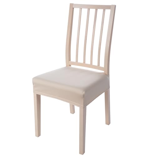 Viste tu hogar Pack 2 Stuhlhusse Esszimmer 45 bis 55 cm, Ohne Rückenlehne, 100% Hochwertiges Polyester, Elastisch, Reinigen, Ananas, Beige von Viste tu hogar