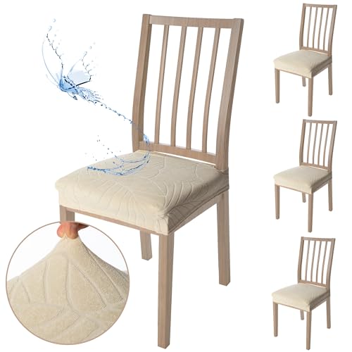 Viste tu hogar Pack 4 Stuhlbezug Esszimmer 45 bis 55 cm, Ohne Rückenlehne, 100% Hochwertiges Polyester, Wasserabweisend, Reinigen, Blätter, Beige Viste tu hogar Pack 4 Stuhlbezug Esszimmer 45 bis 55 cm, Ohne Rückenlehne, 100% Hochwertiges Polyester, Wasserabweisend, Reinigen, Blätter, Beige von Viste tu hogar