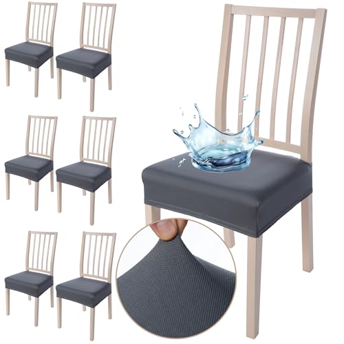 Viste tu hogar Pack 6 Stuhlbezug Esszimmer 45 bis 55 cm, Ohne Rückenlehne, 100% Hochwertiges Polyester, Elastisch, Reinigen, Ananas, Grau von Viste tu hogar